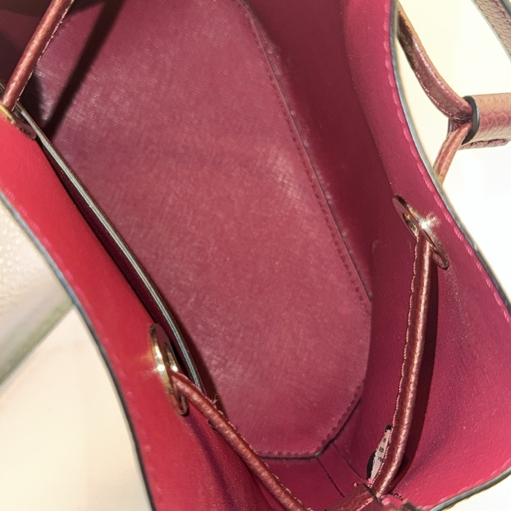 Kate Spade Eva Bucket small crossbody  Bag Purple Multi plaid - Picture 14 of 15